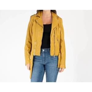 NEW MAURITIUS wild regular fit leather jacket in sunrise